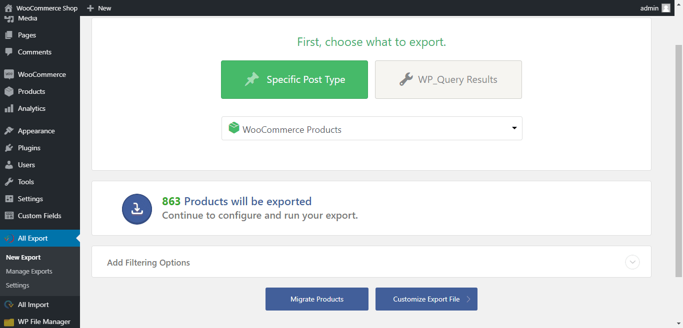 Create new export