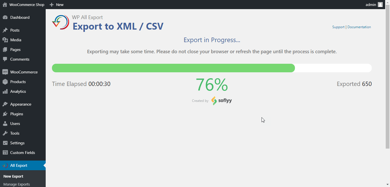 Run export