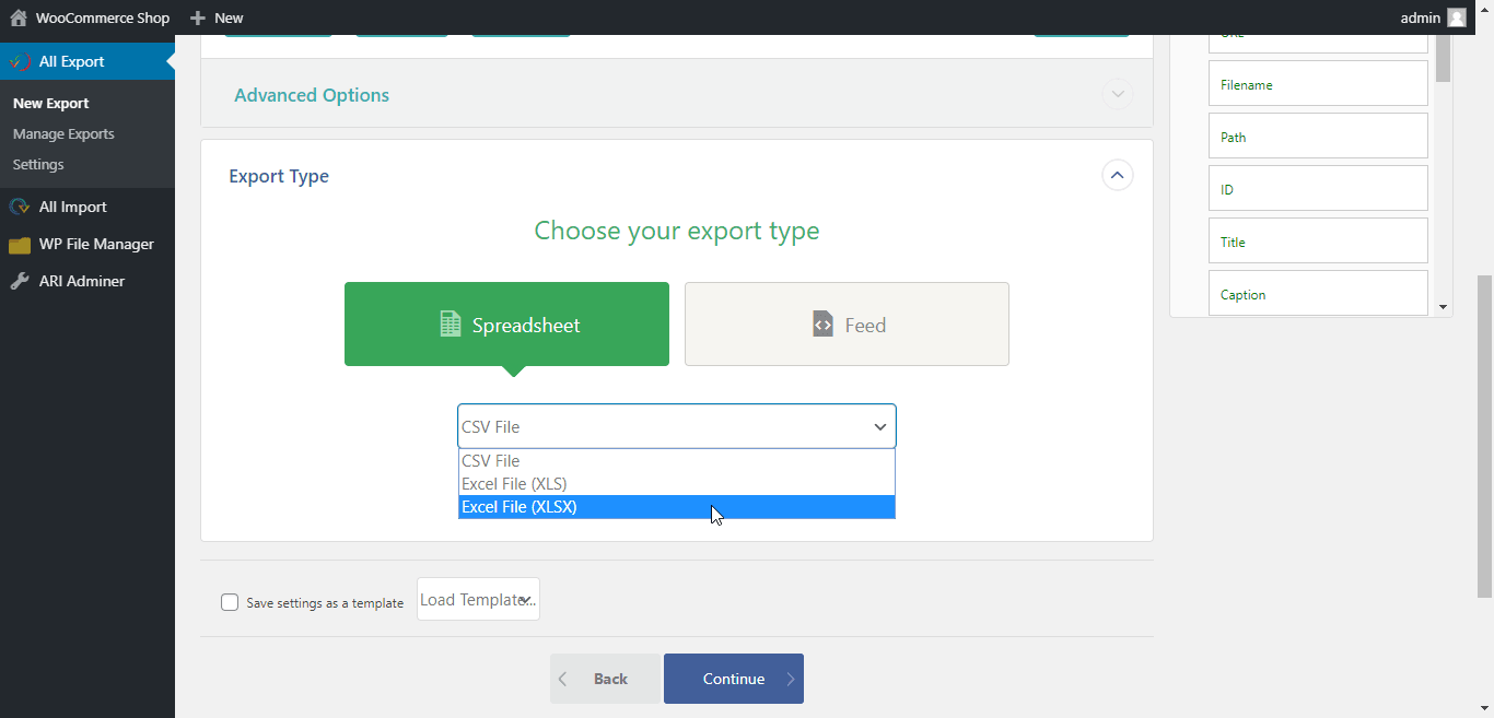 Spreadsheet type