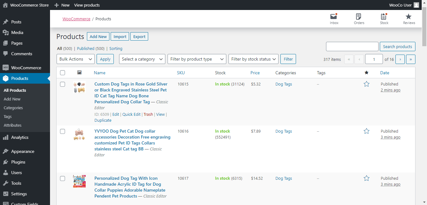 List products