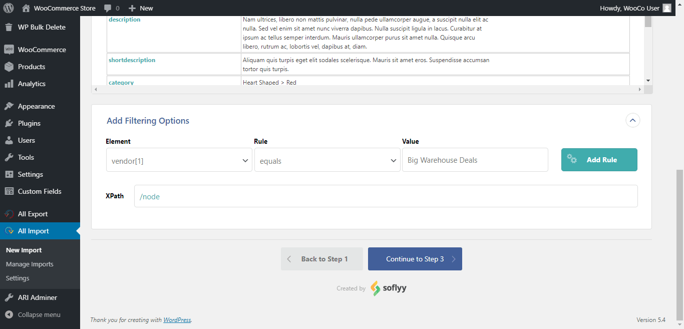 Optional filtering