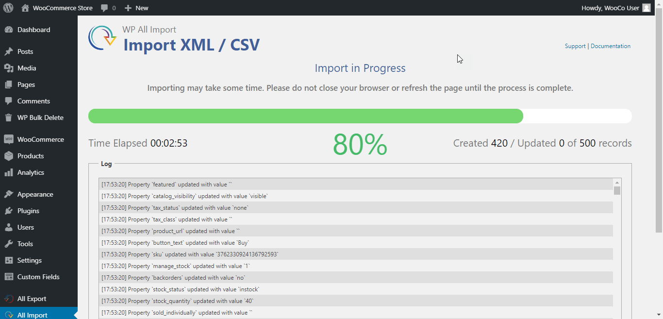 Run import