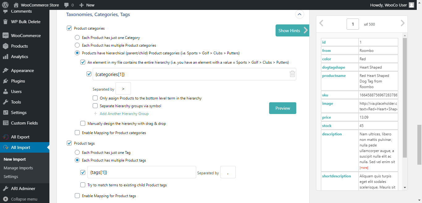 Categories and tags