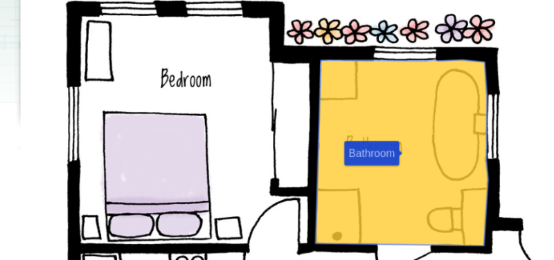 A Draw Attention interactive image map with a section highlighted in color.