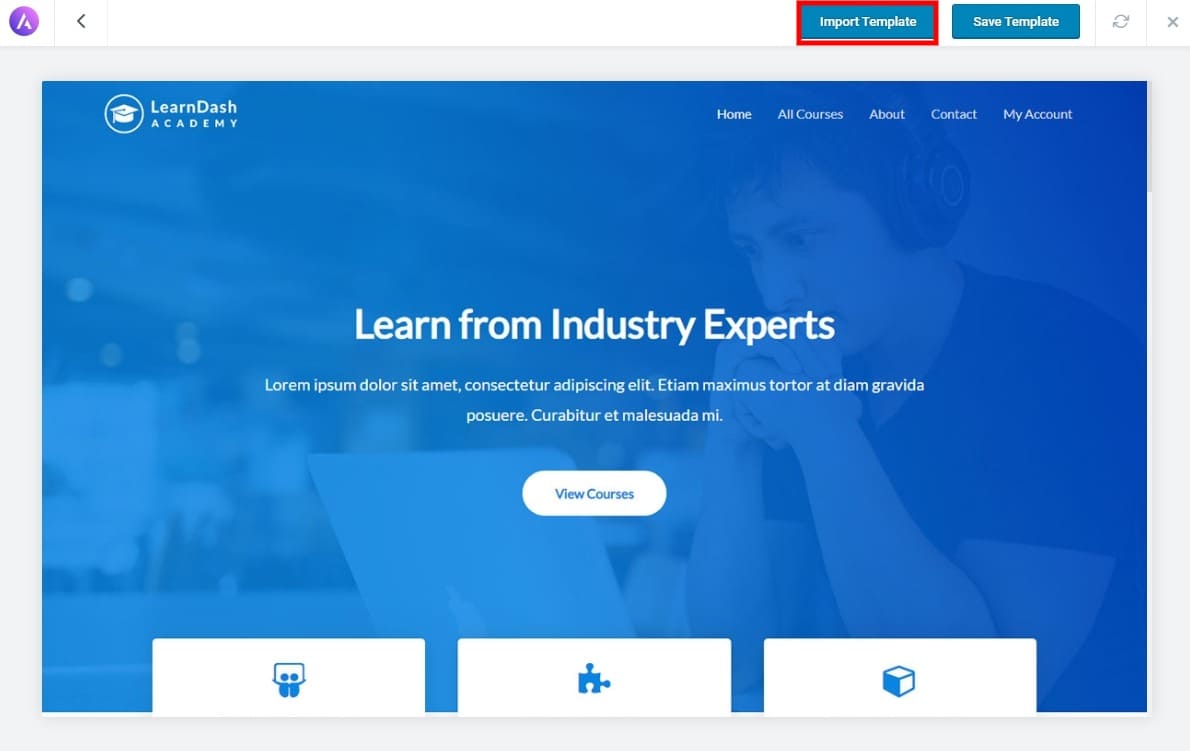 Import LearnDash Academy Template