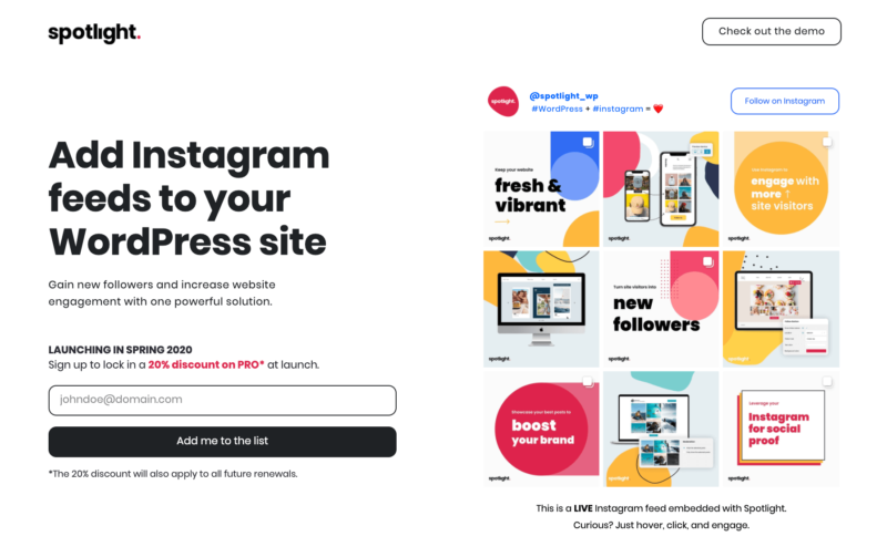 Spotlight for Instagram, a WordPress Plugin