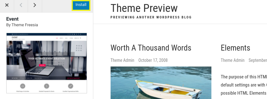 A preview of a WordPress virtual event website theme.