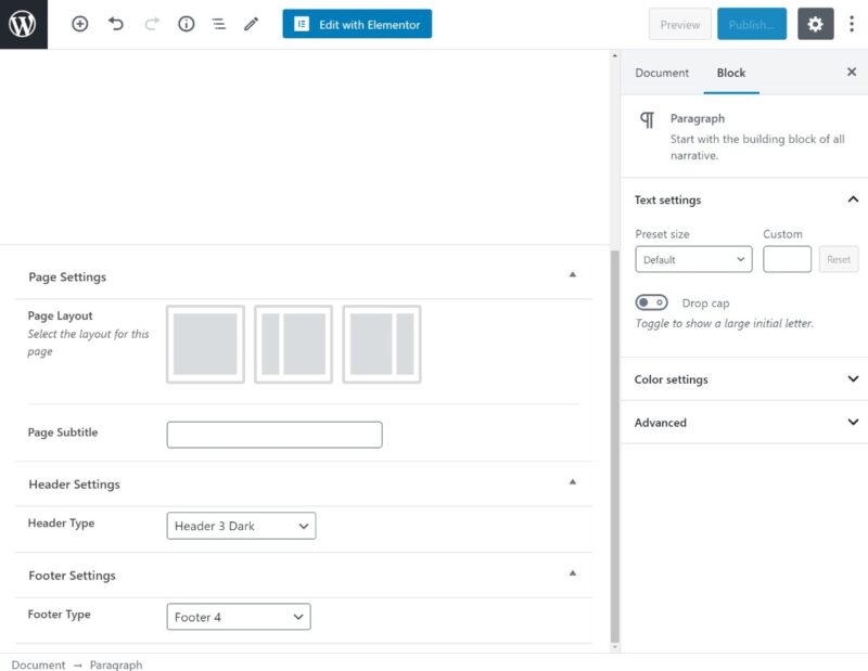 Estand theme page-level settings