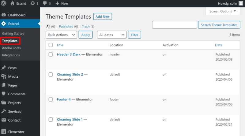 Elementor templates