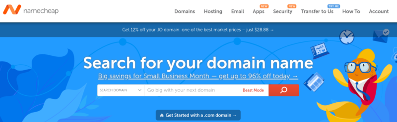 The Namecheap website.