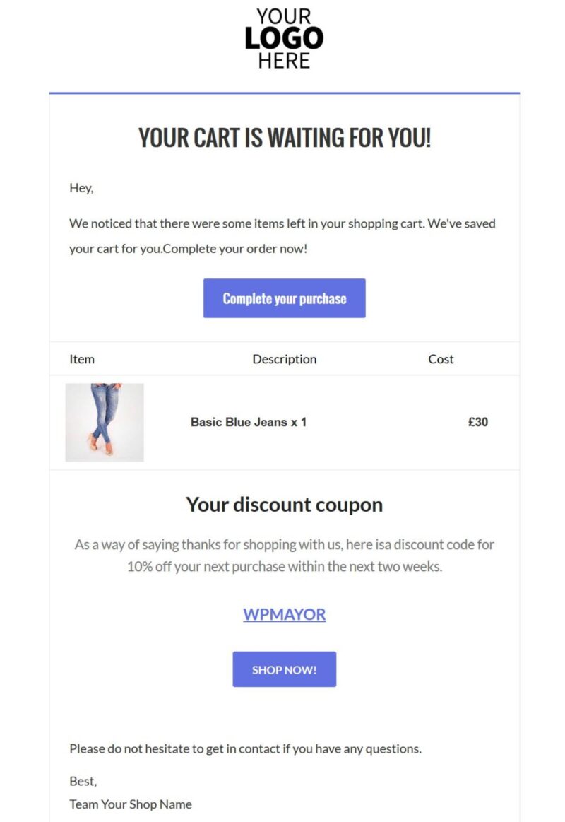 Retainful review of abandoned cart email