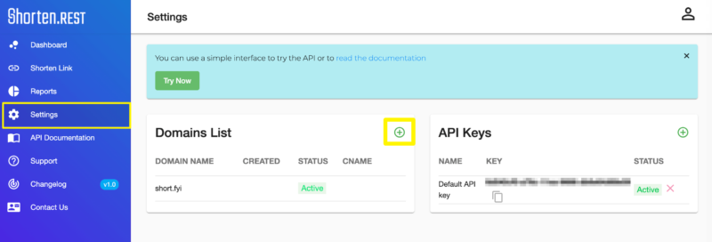 Adding a custom domain in Shorten.REST.