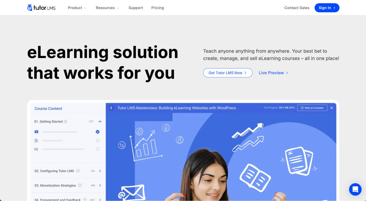 Tutor LMS website