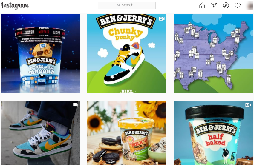 The Ben & Jerry's Instagram feed.