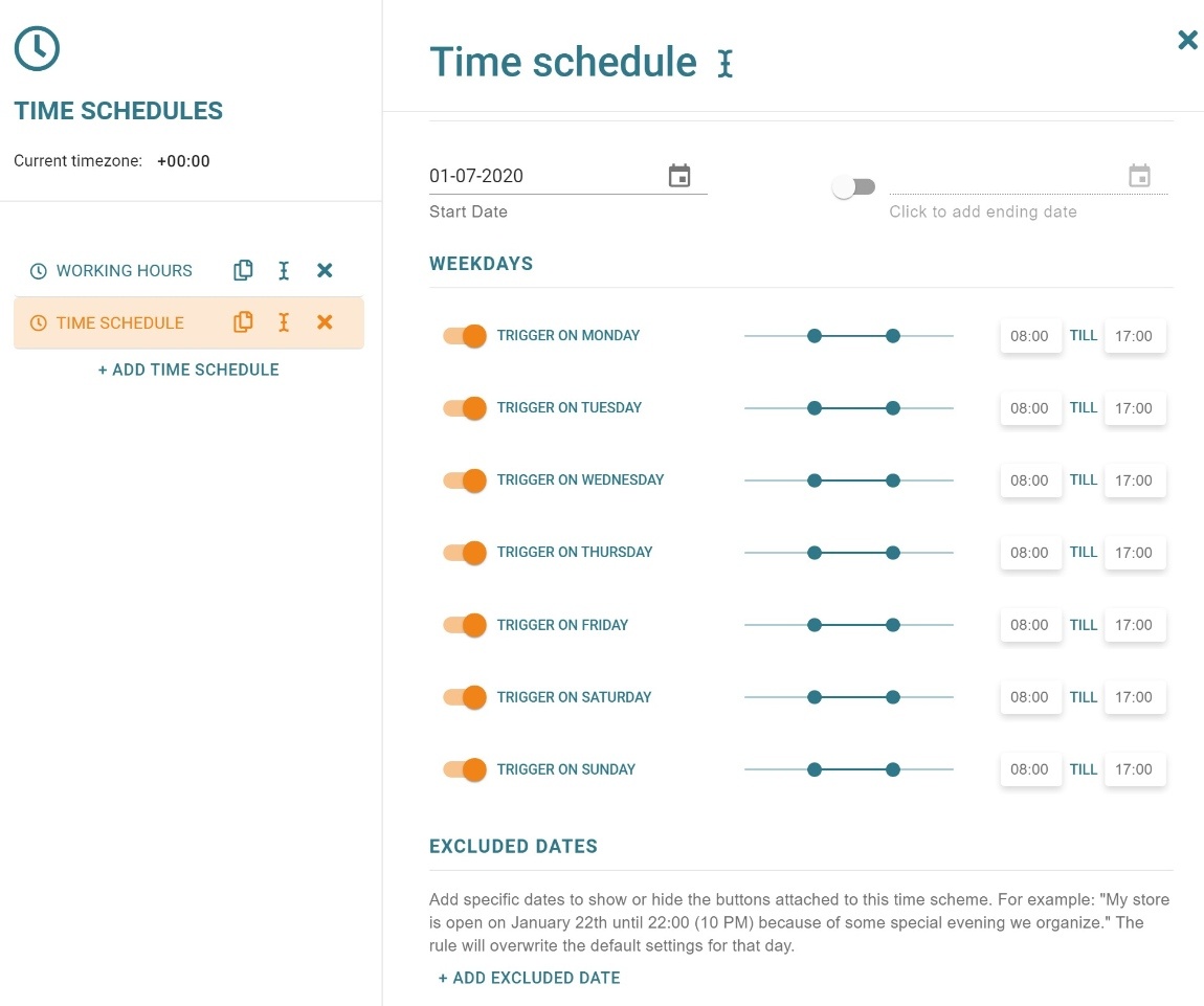 Time scheduling rules