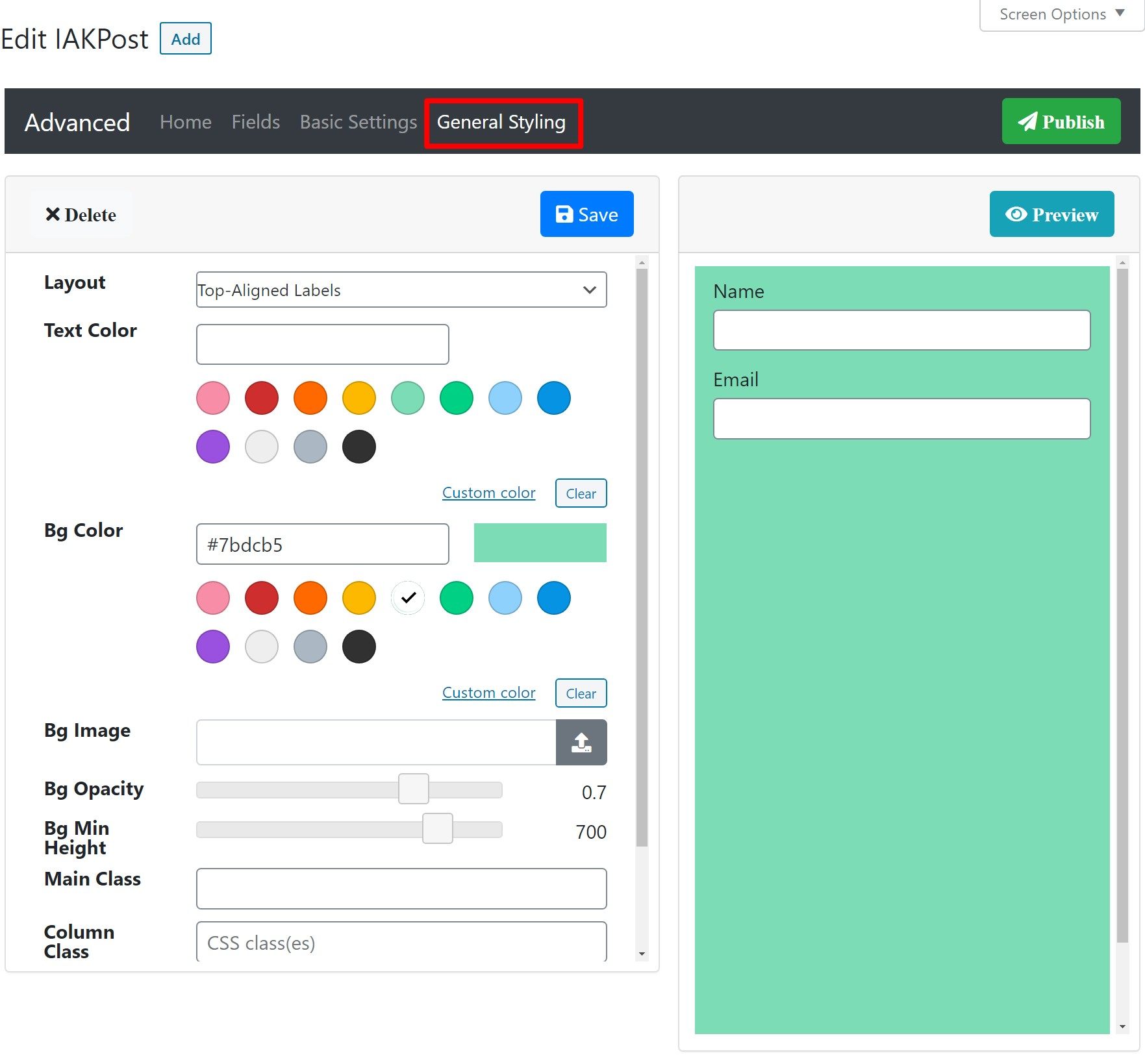 Form-wide styles