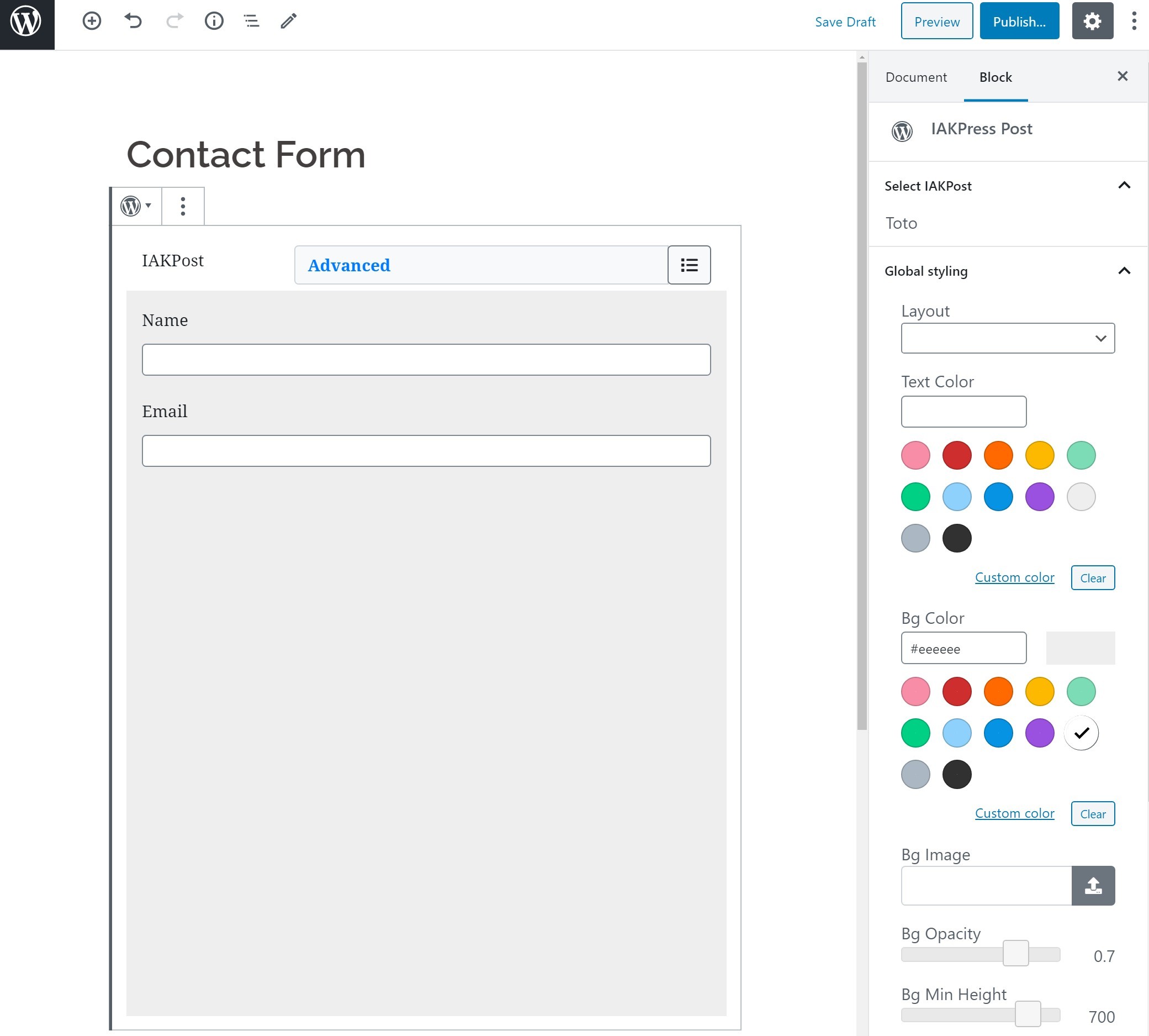 Embedding a form