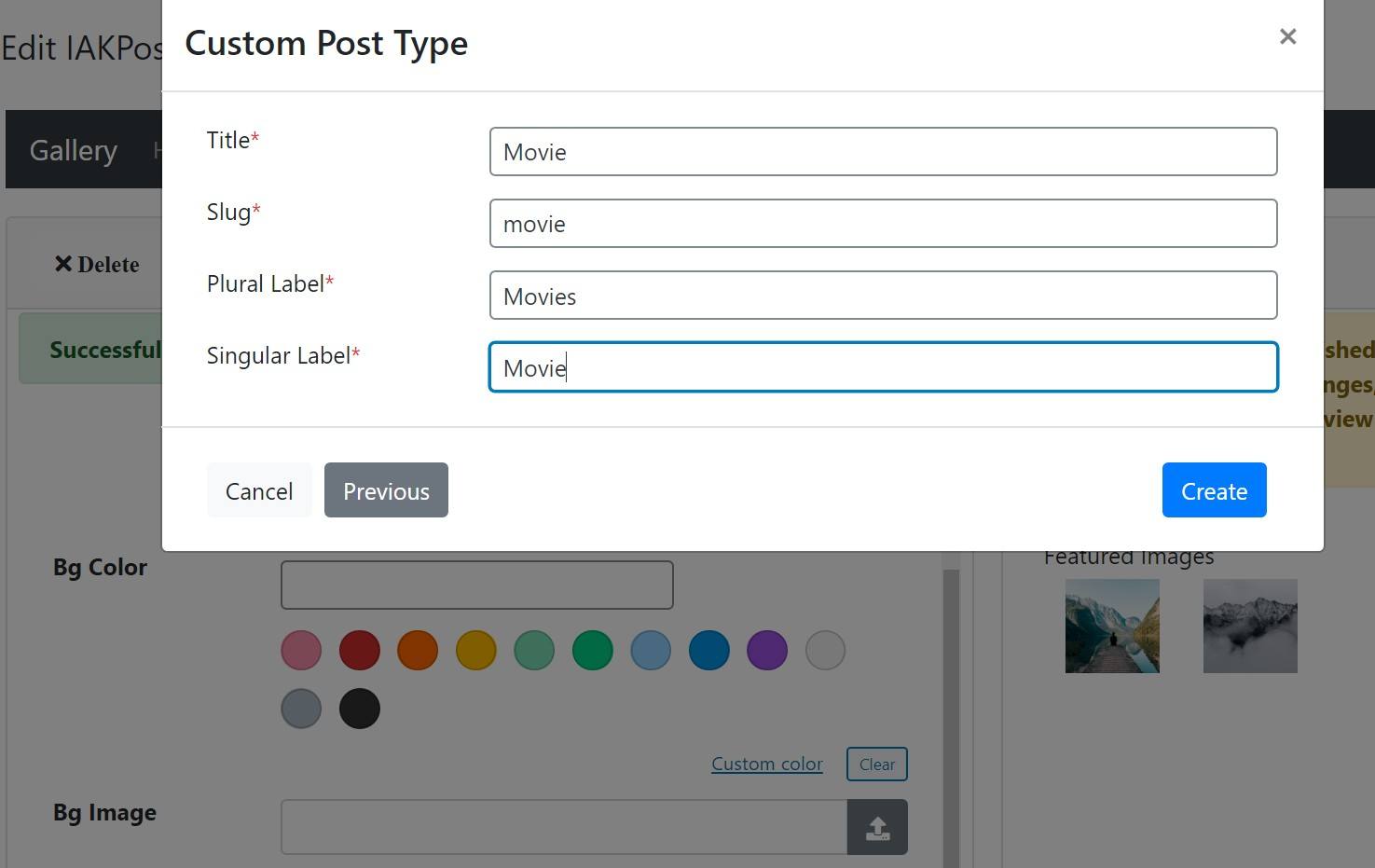 Creating a custom post type
