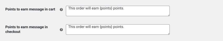 WooCommerce loyalty program display message settings.