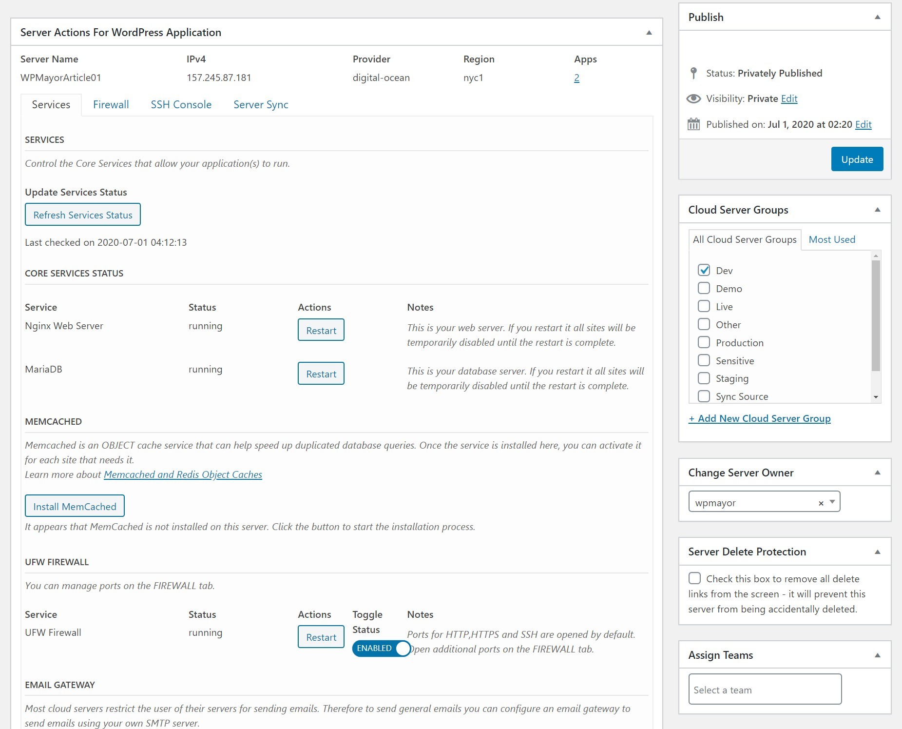 Configure server