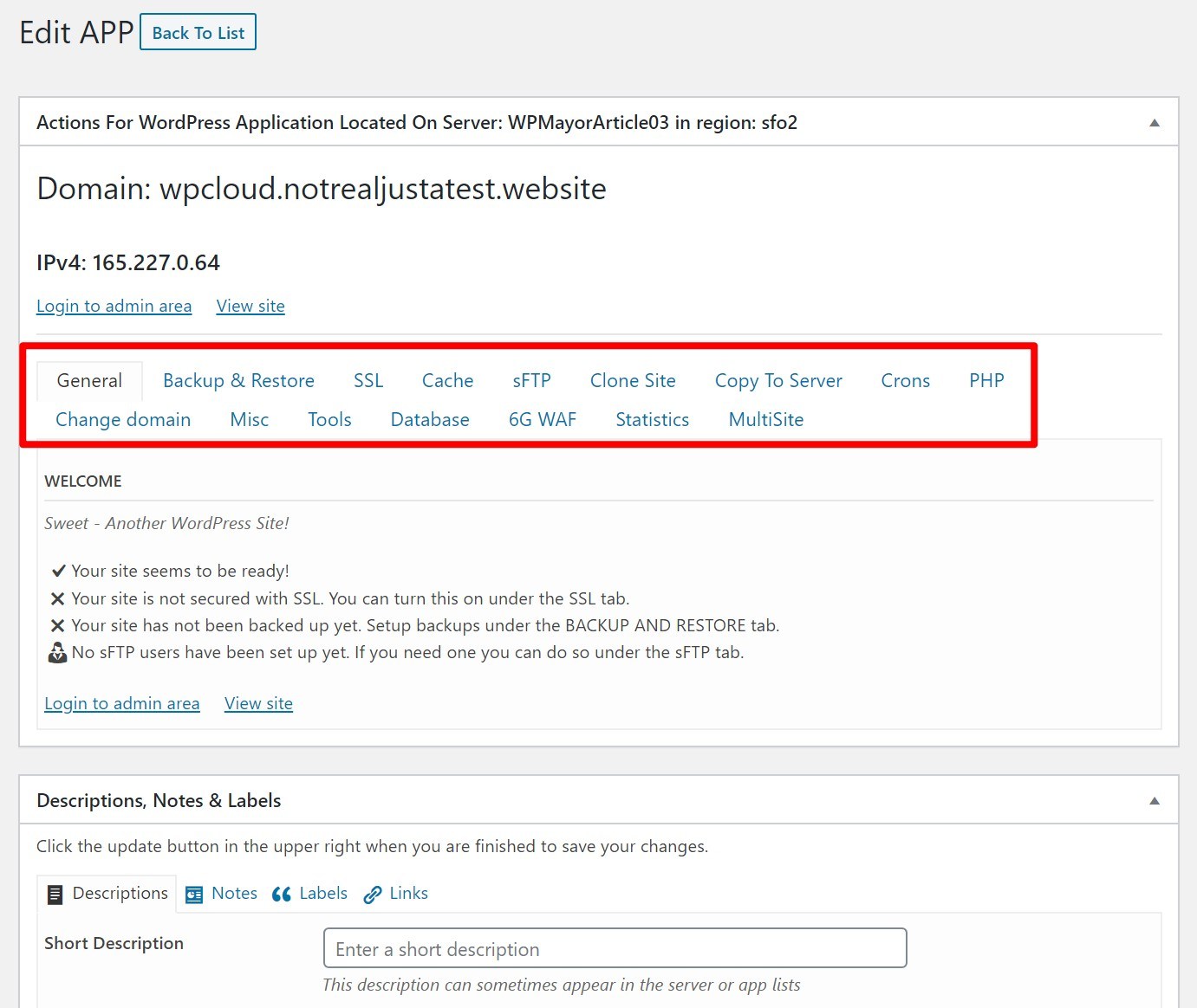 WordPress site tools