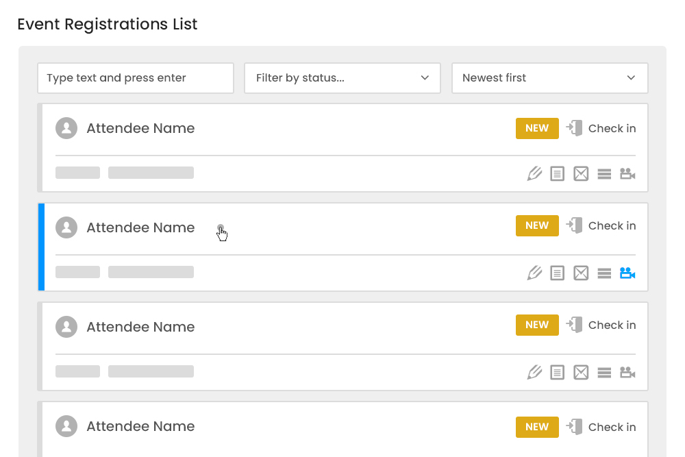 The event registrations list from the WP Event Manager Zoom plugin.