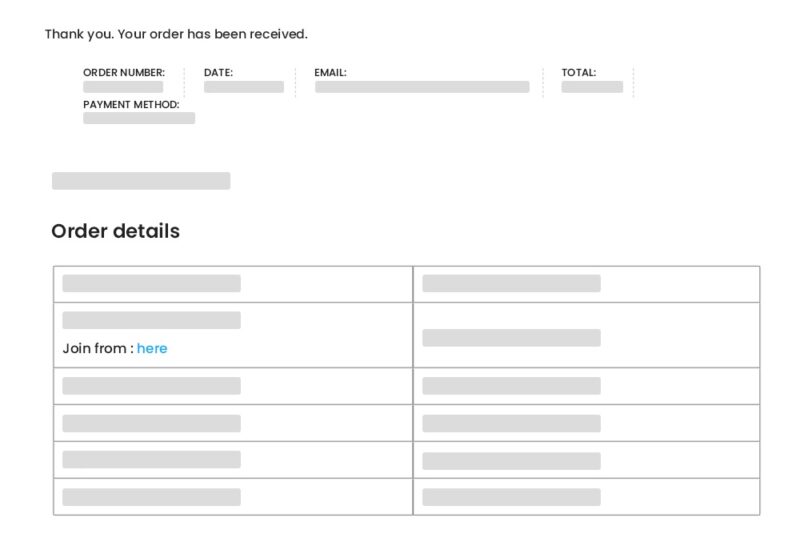 The purchase order details for a Zoom meeting ticket with the WP Event Manager plugin.