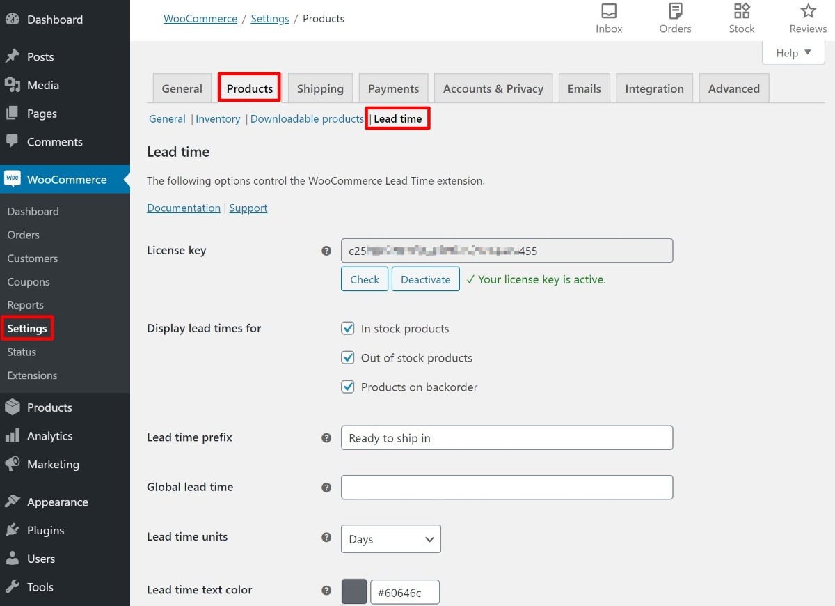 Configure WooCommerce Lead Time