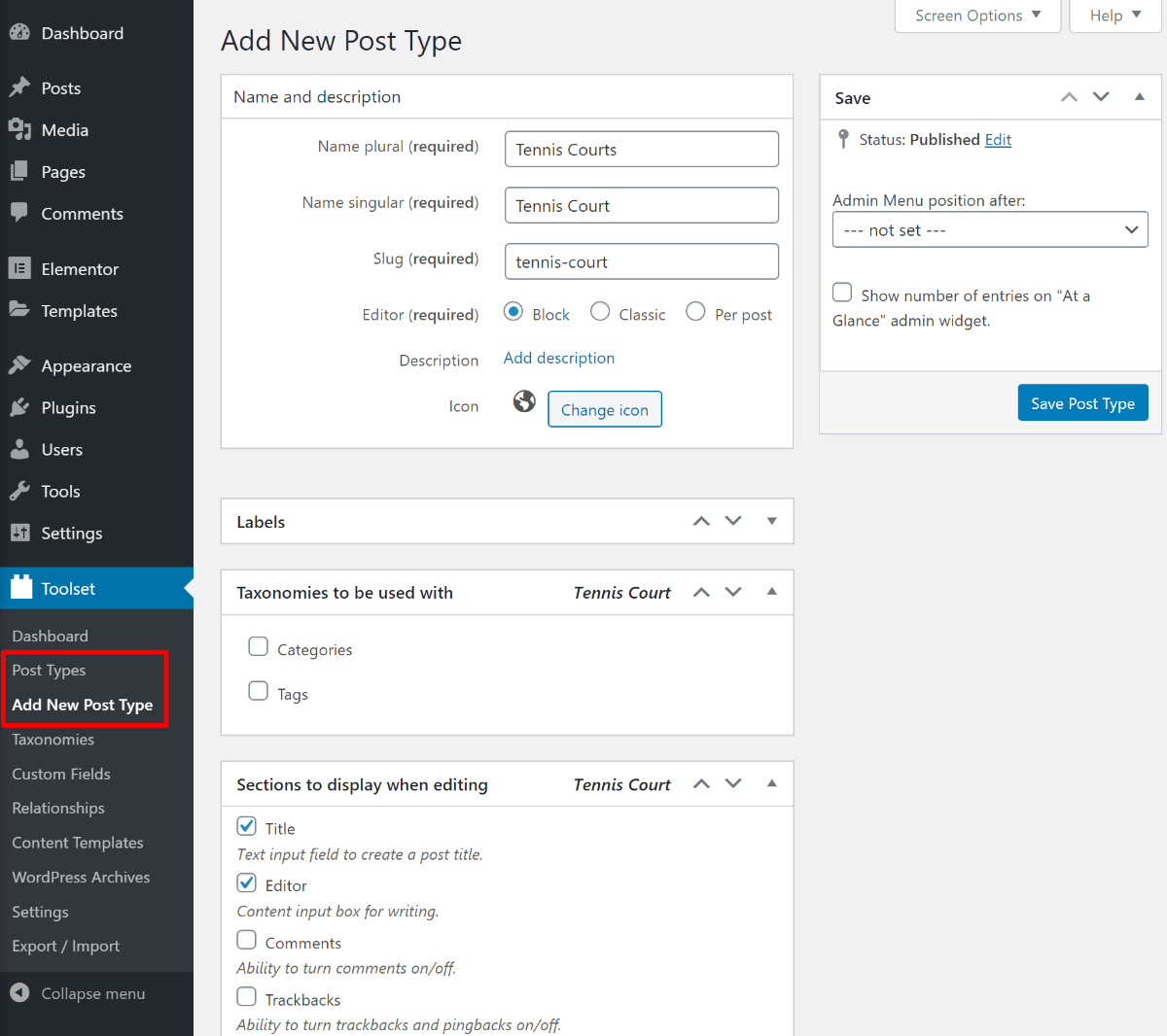 Custom post type
