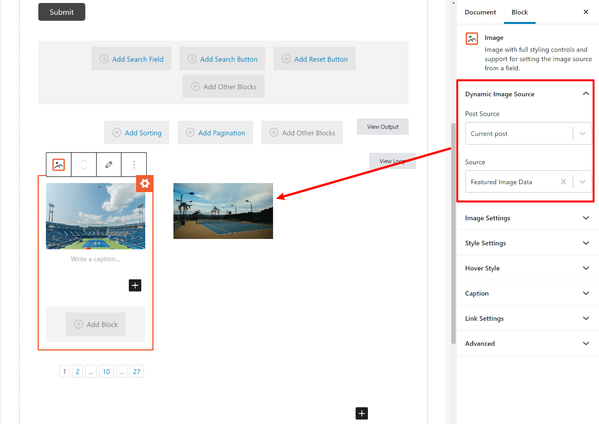 Build search results layout