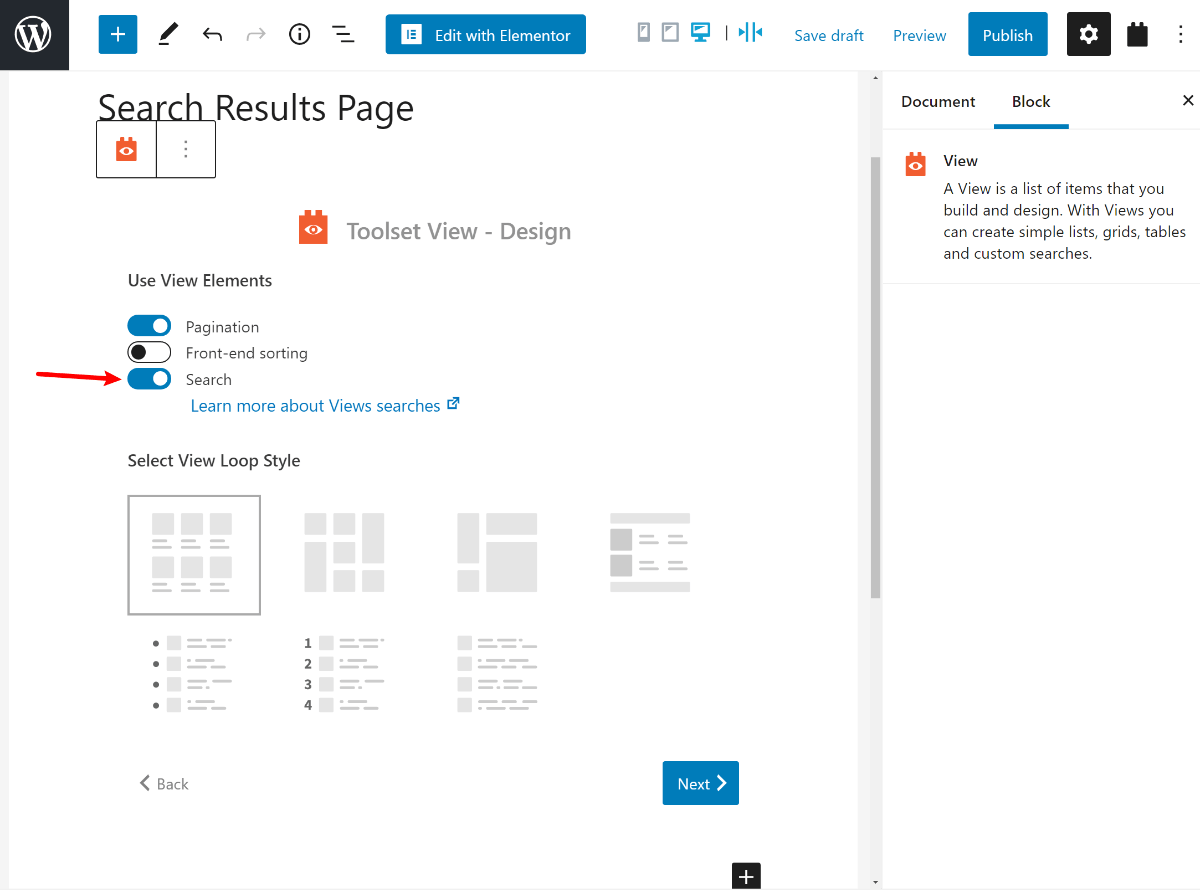 Enable search