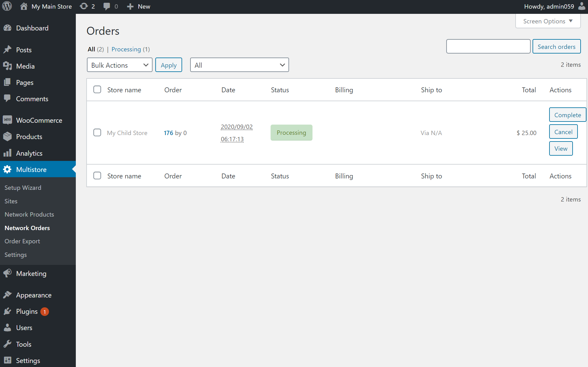 Network orders