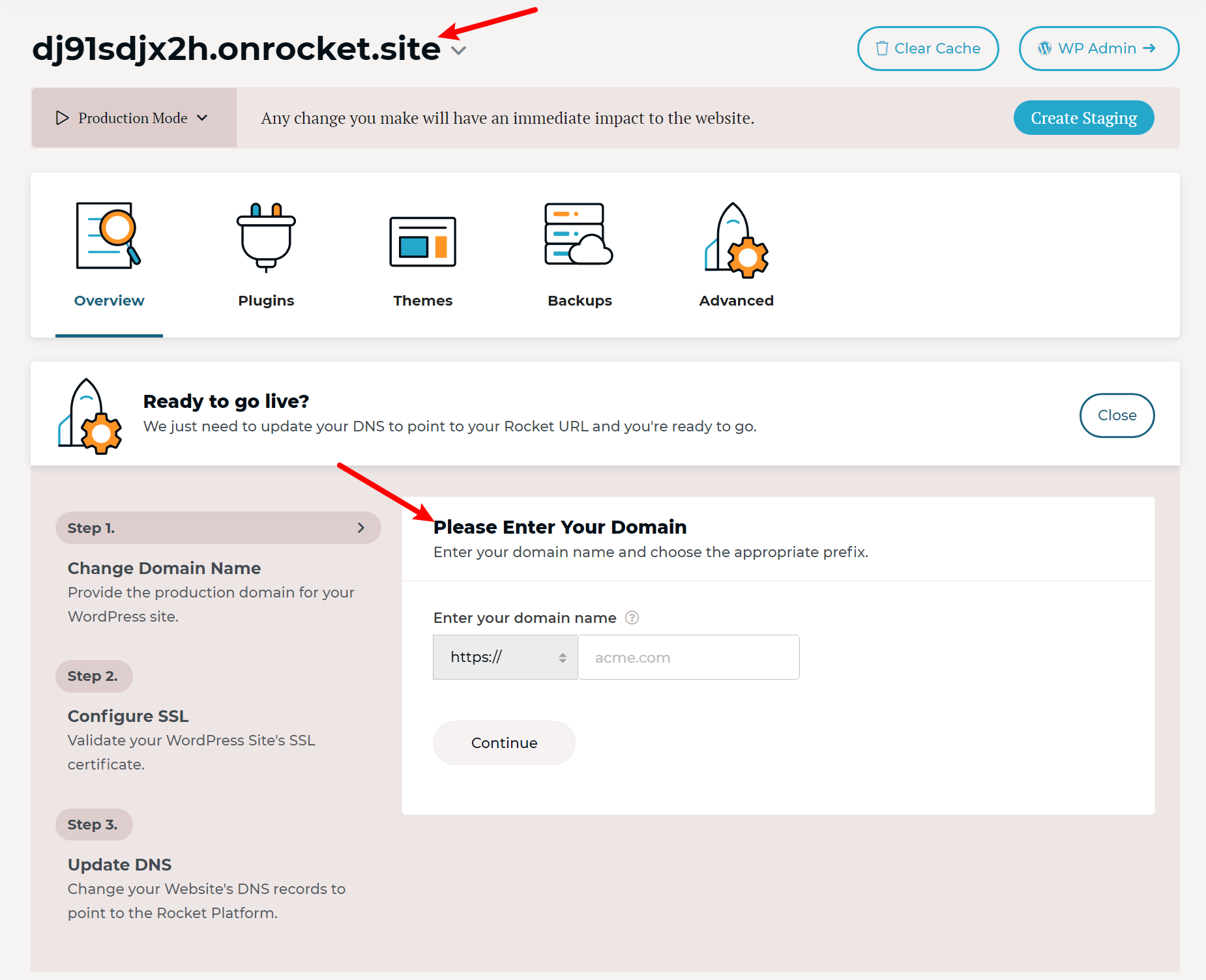 Connect domain name