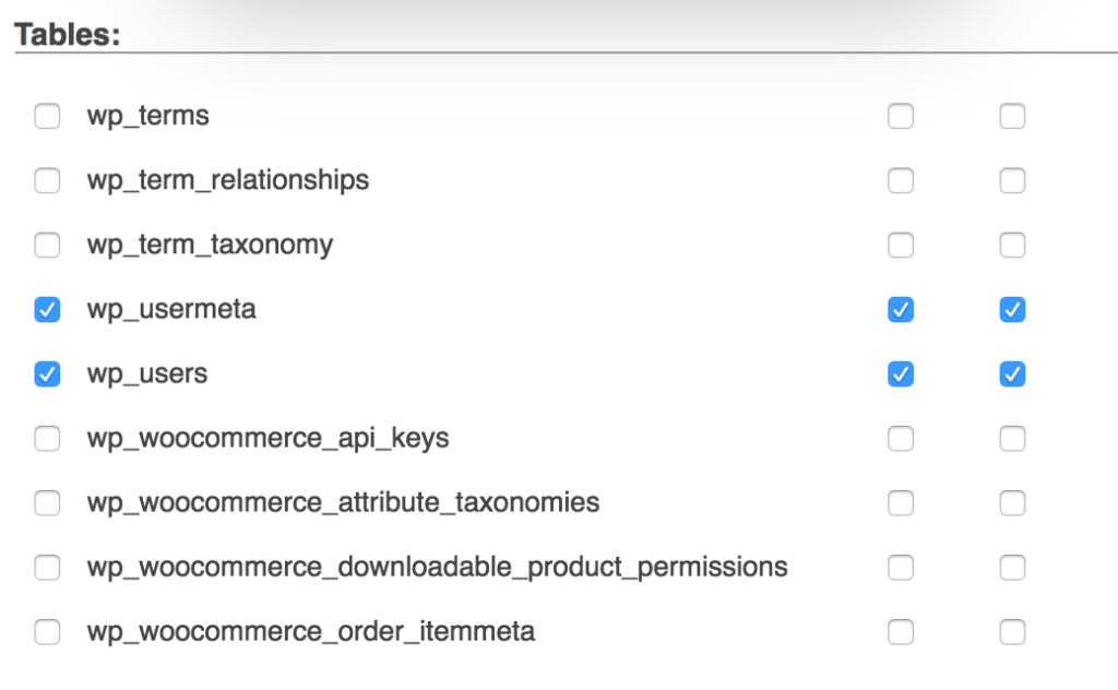 Export the subsite tables that you want to migrate to a single site