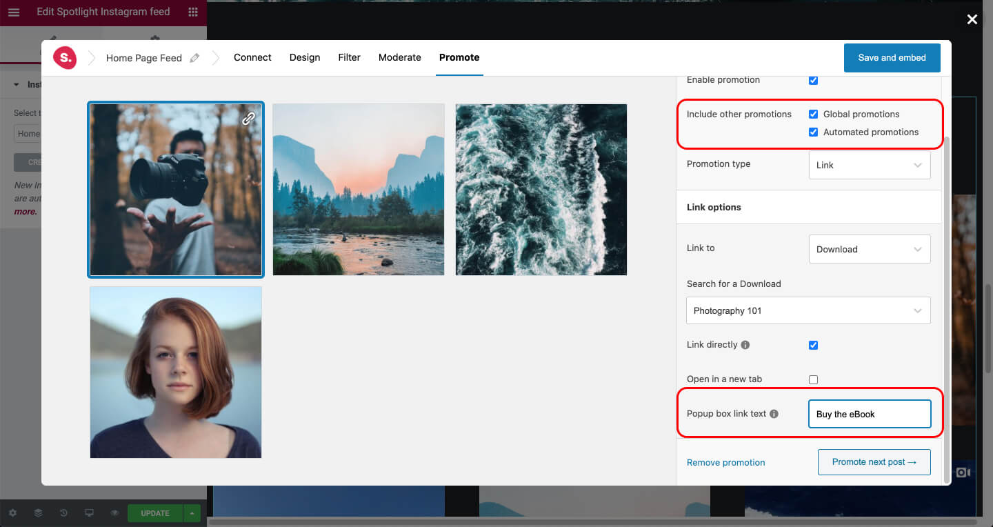 Add popup box link text