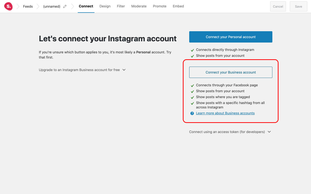 Connect your Business account