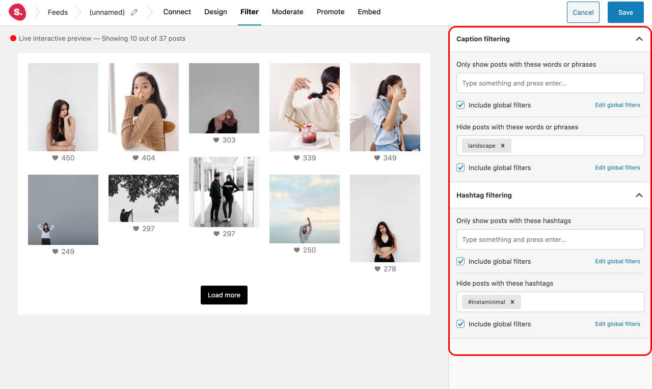 Filter your Instagram hashtag feed