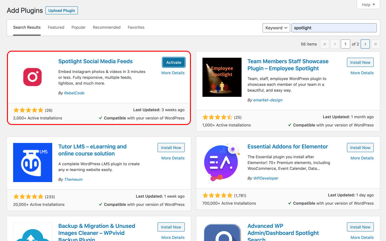 Install and activate Spotlight PRO