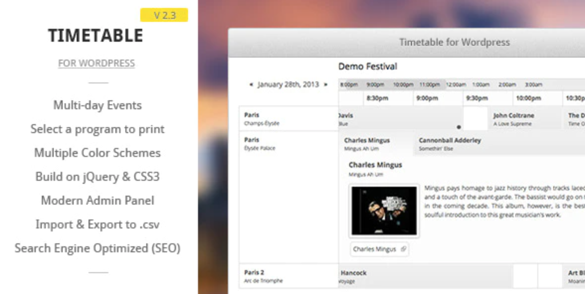 Timetable for WordPress
