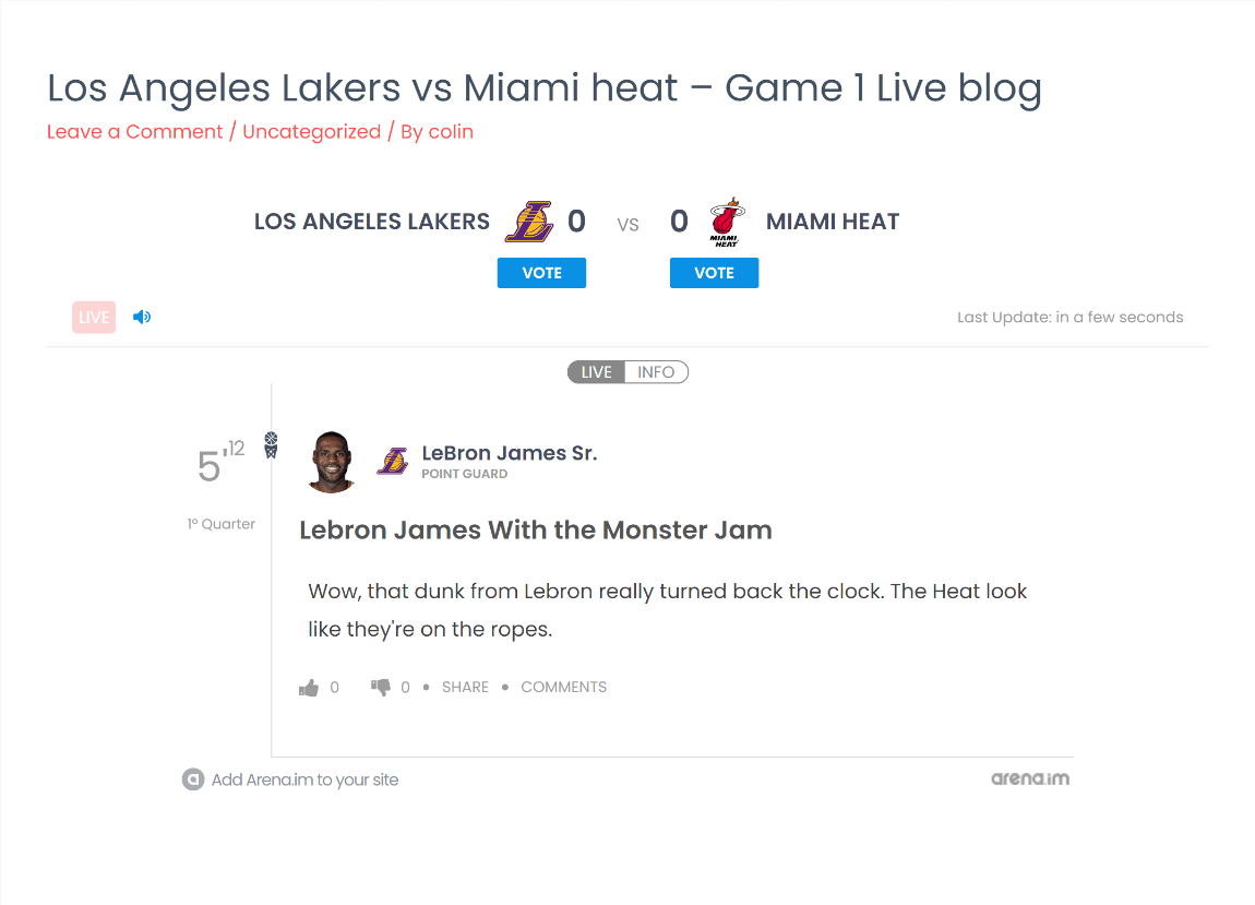 Example of a liveblog