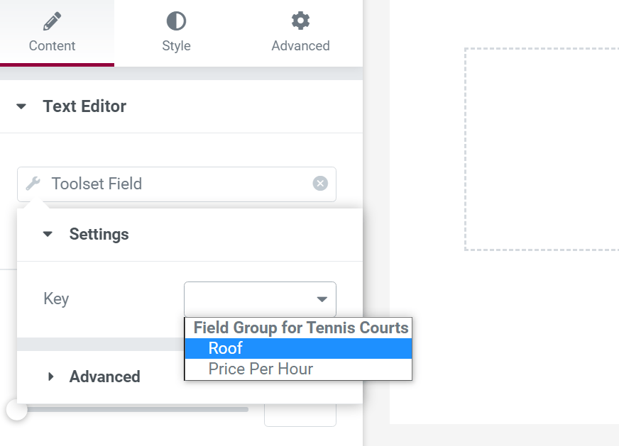 Choosing custom field from Toolset
