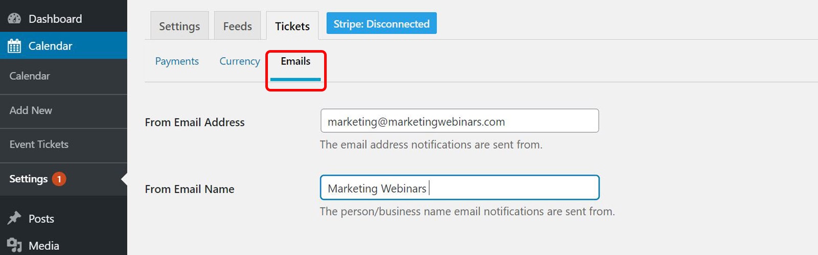 tickets emails