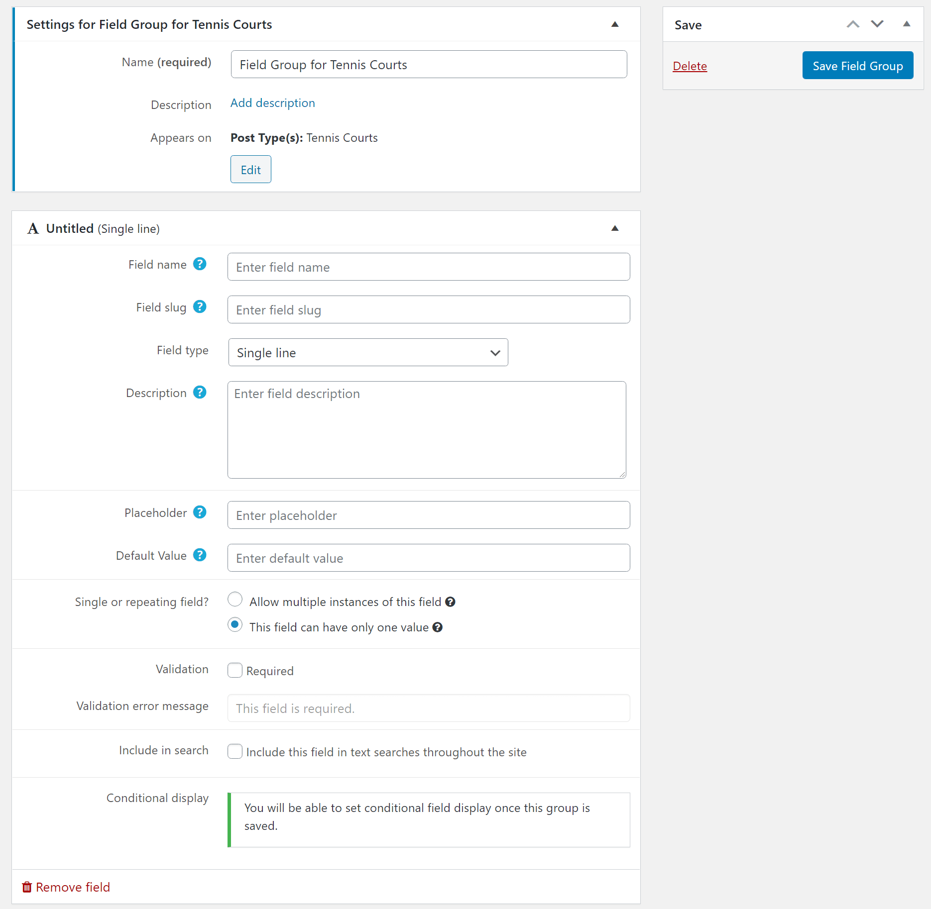 Toolset custom field settings