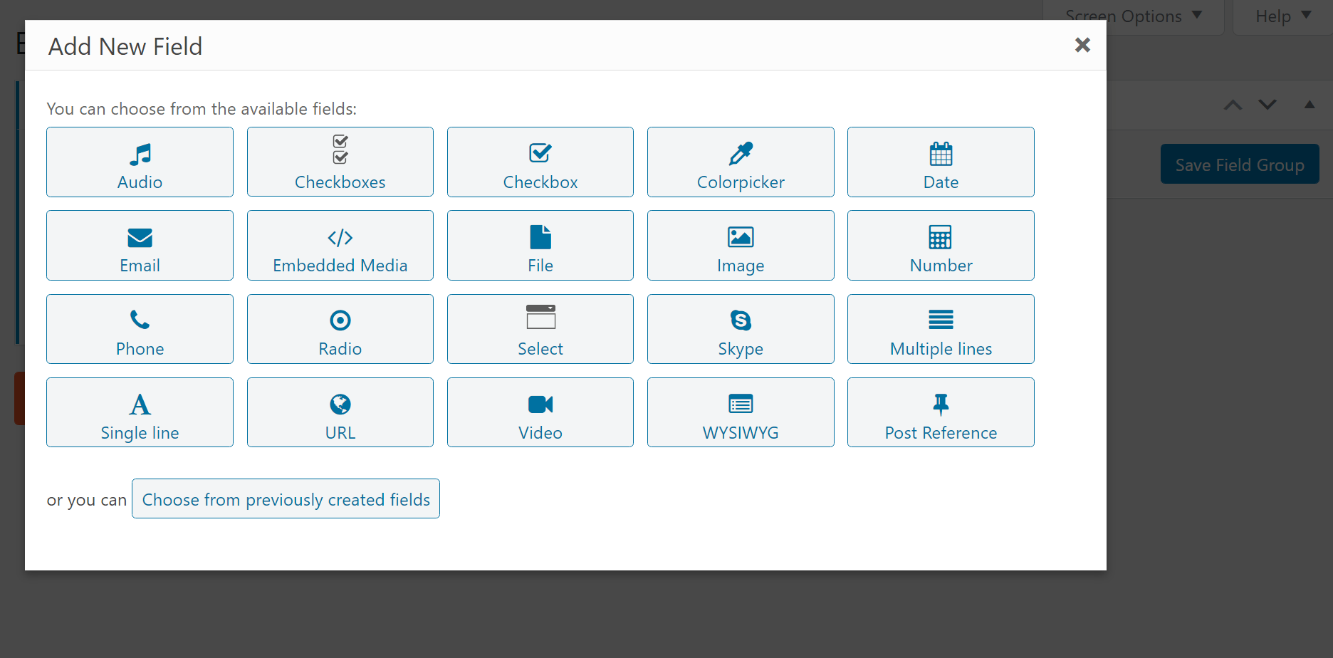 Toolset custom field types