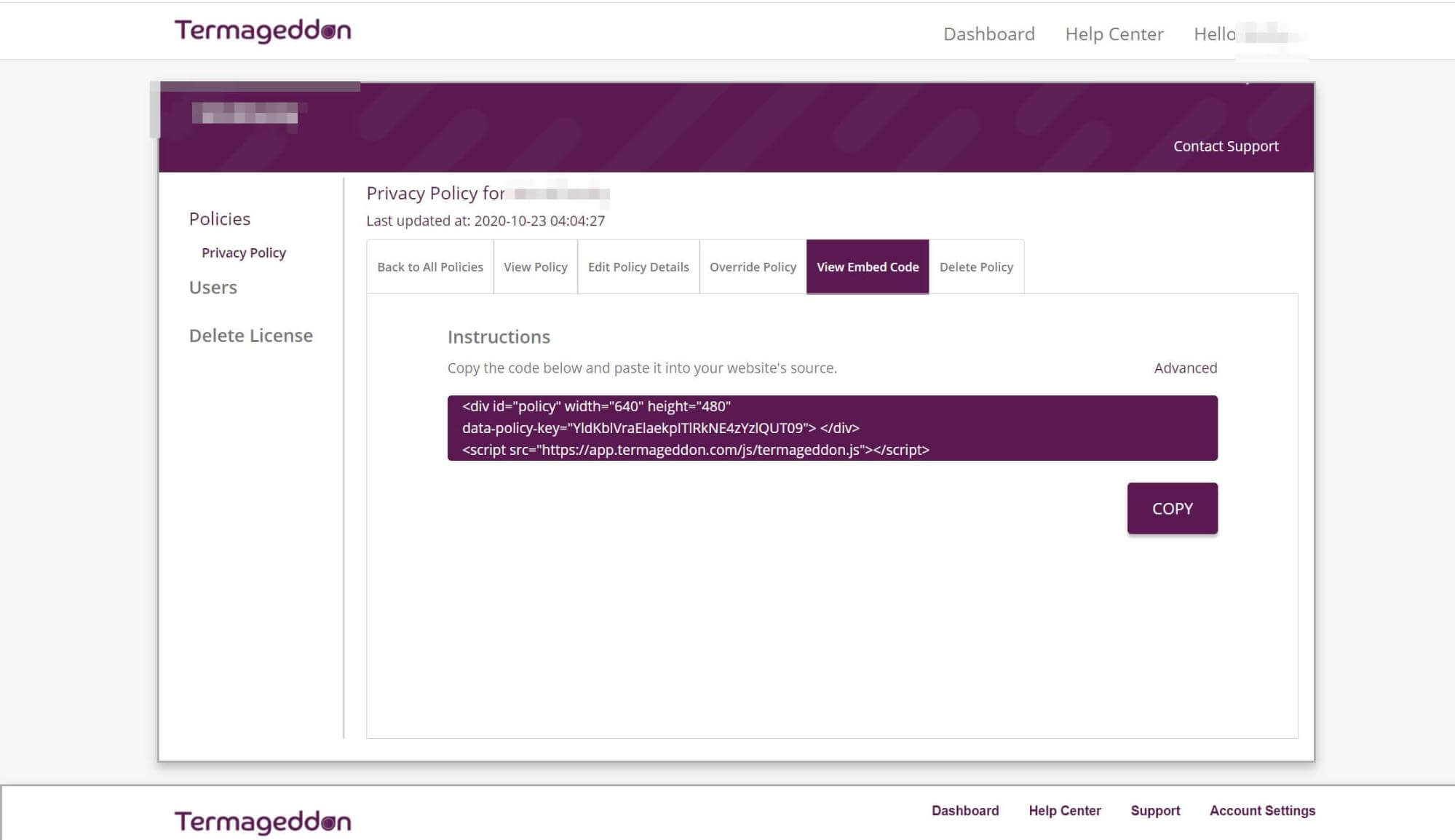 An example of embed code.