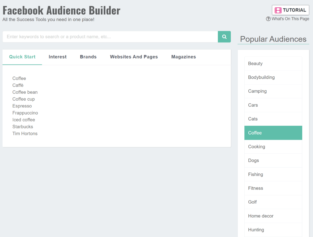 Facebook audience builder