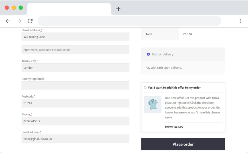 order bump at checkout