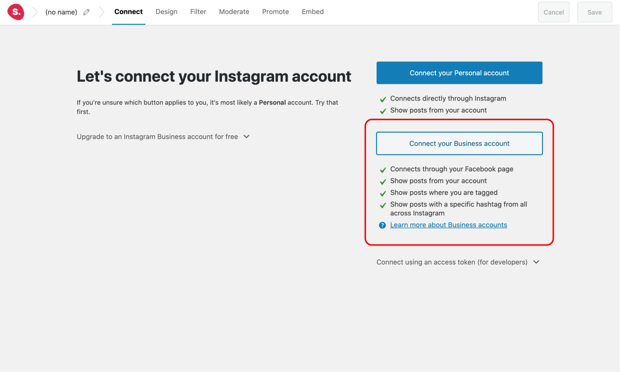 Connect a Business account