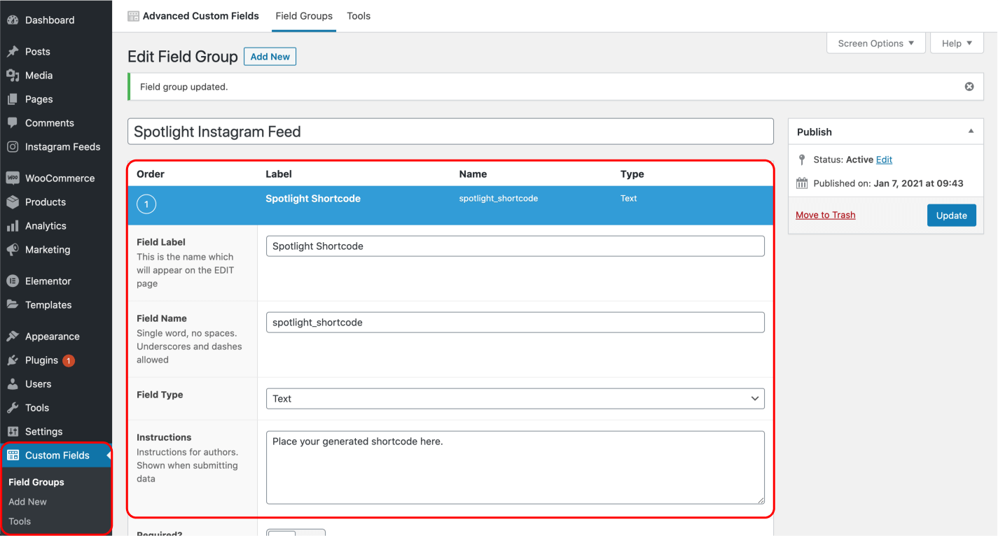 Create a custom field