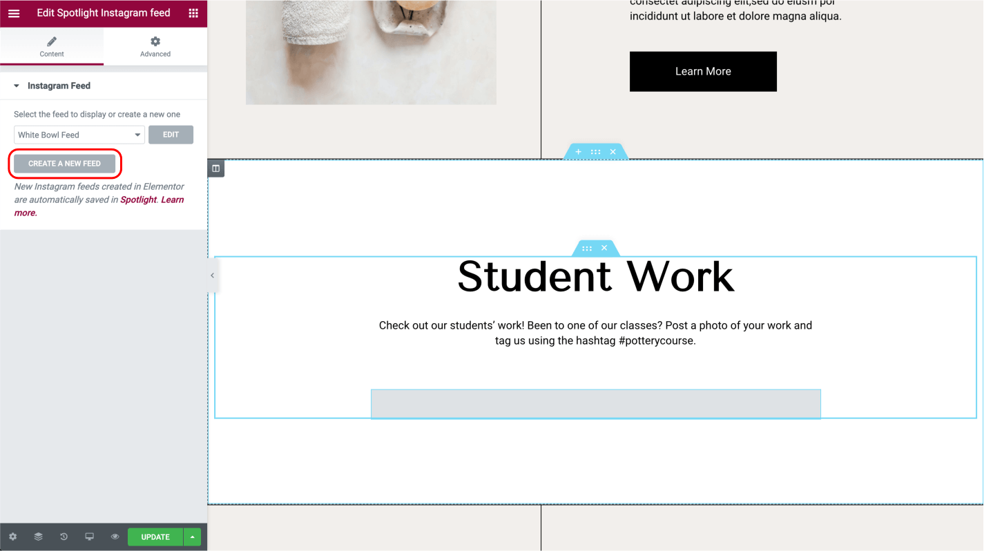 Insert the Spotlight Elementor block